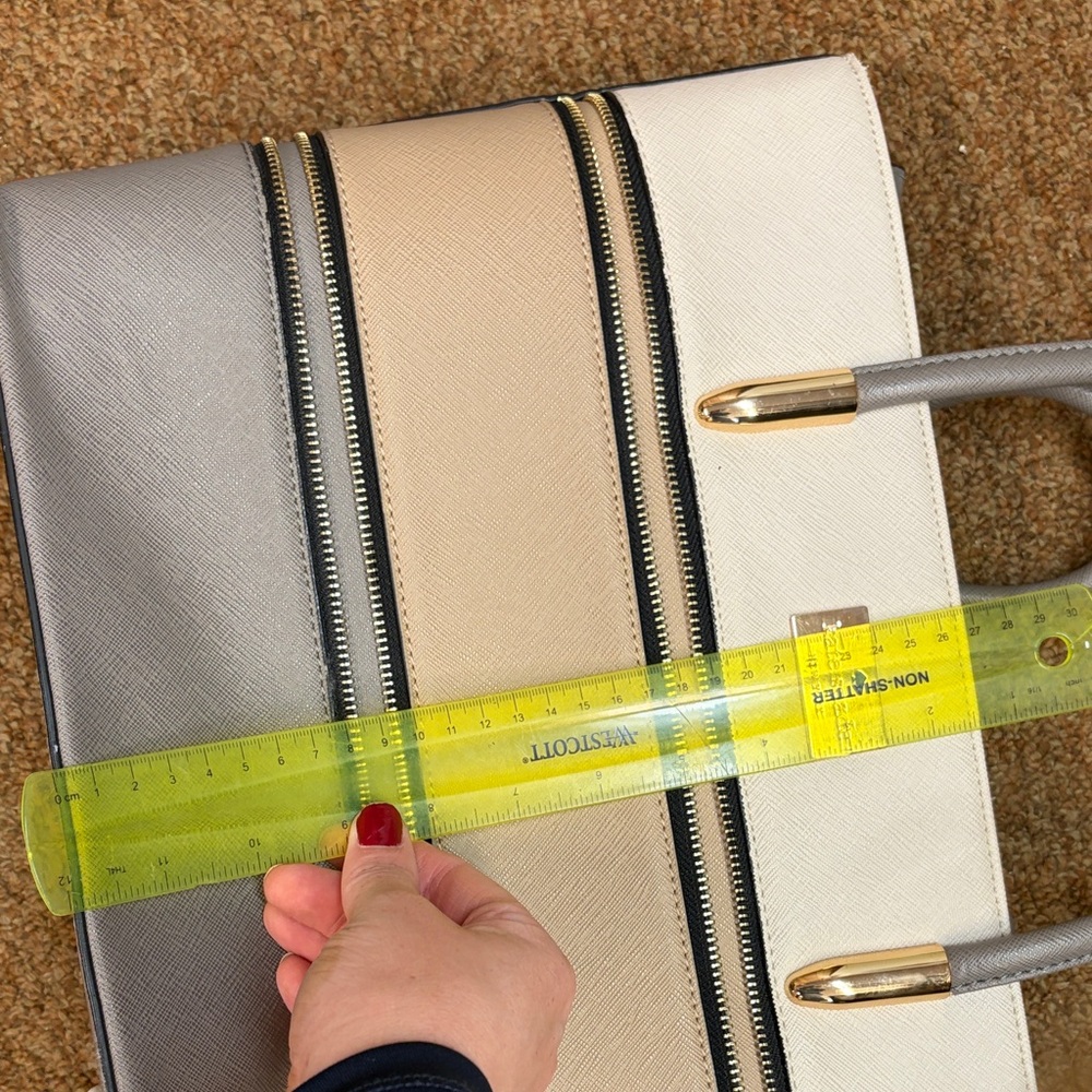kate spade cream, beige, and gray striped tote - Picture 9 of 9